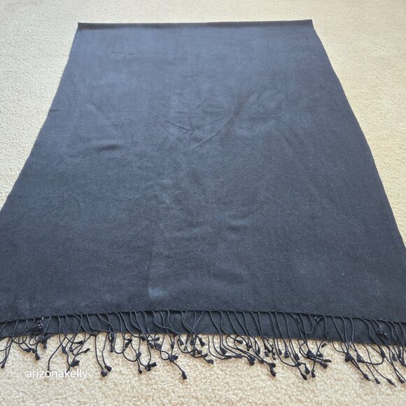 Chateau Robert Cashmere Silk Black Scarf Pashmina - Picture 4 of 6